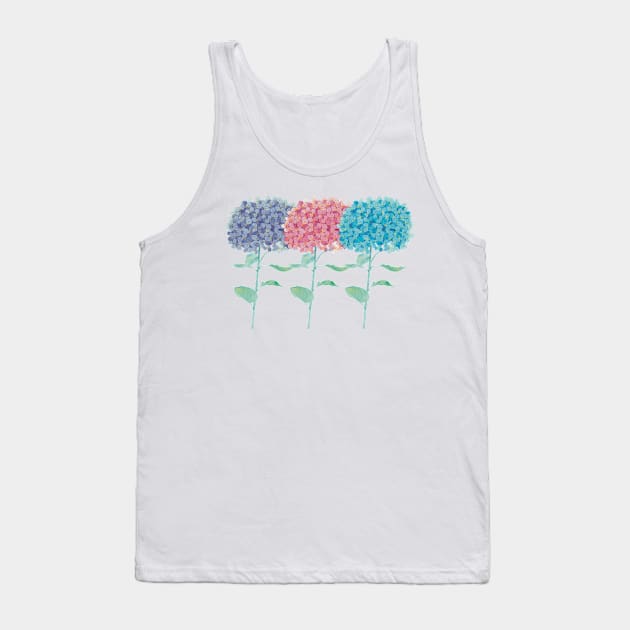 Hydrangeas multicolored watercolor Tank Top by Designs by Twilight